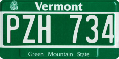 VT license plate PZH734