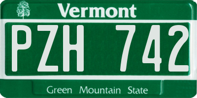 VT license plate PZH742