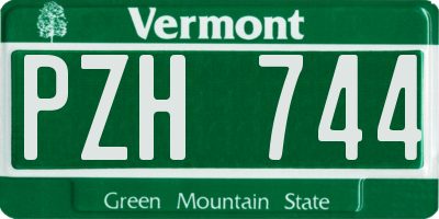 VT license plate PZH744