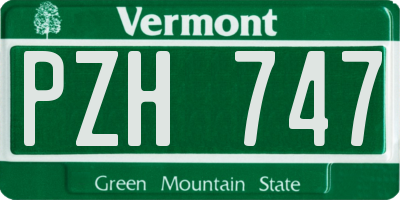 VT license plate PZH747