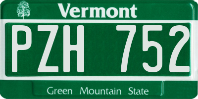 VT license plate PZH752