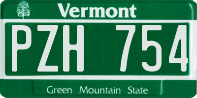 VT license plate PZH754
