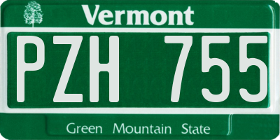 VT license plate PZH755