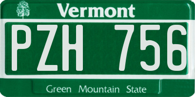 VT license plate PZH756