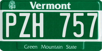 VT license plate PZH757