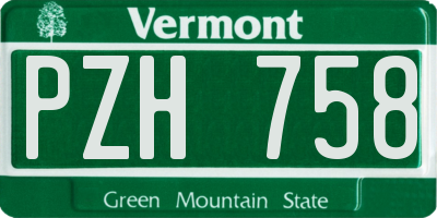 VT license plate PZH758