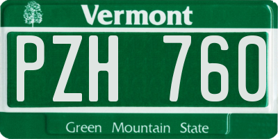 VT license plate PZH760