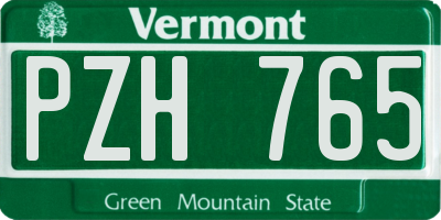 VT license plate PZH765