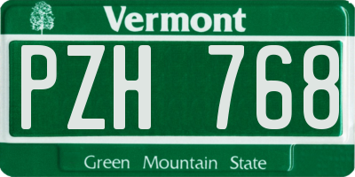 VT license plate PZH768