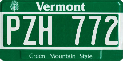 VT license plate PZH772