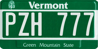 VT license plate PZH777