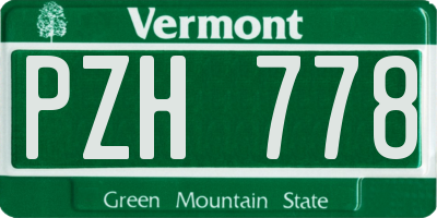 VT license plate PZH778