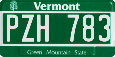 VT license plate PZH783
