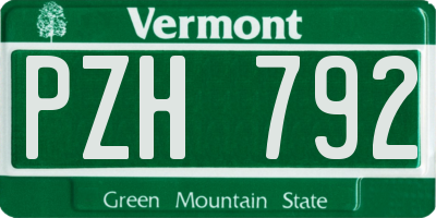 VT license plate PZH792