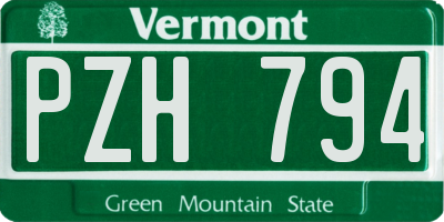 VT license plate PZH794