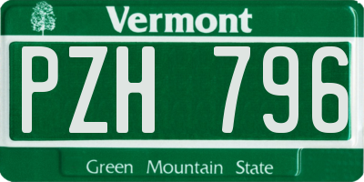 VT license plate PZH796