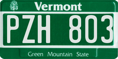 VT license plate PZH803