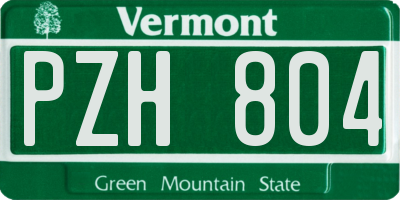 VT license plate PZH804
