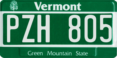 VT license plate PZH805