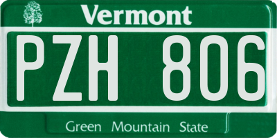 VT license plate PZH806
