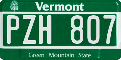 VT license plate PZH807
