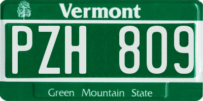 VT license plate PZH809