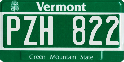VT license plate PZH822