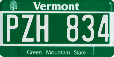 VT license plate PZH834