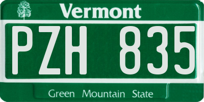 VT license plate PZH835