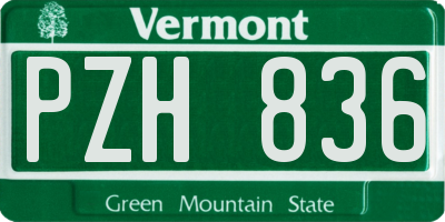 VT license plate PZH836