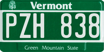 VT license plate PZH838