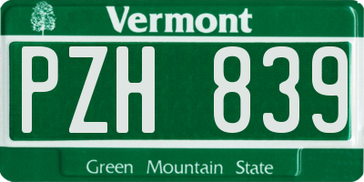 VT license plate PZH839