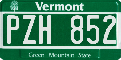 VT license plate PZH852
