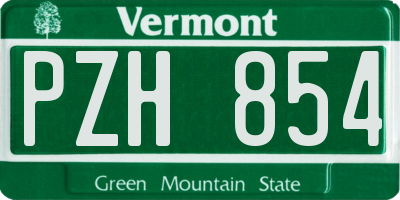 VT license plate PZH854