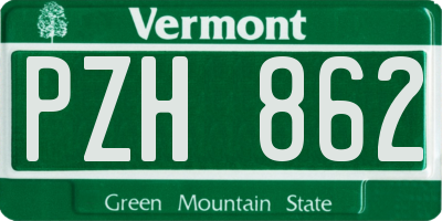 VT license plate PZH862
