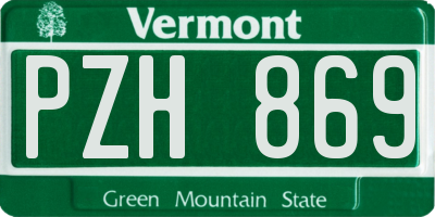 VT license plate PZH869