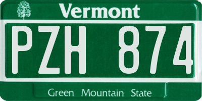 VT license plate PZH874