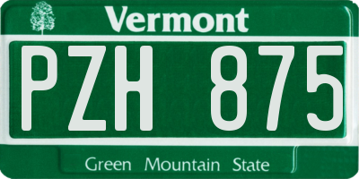 VT license plate PZH875