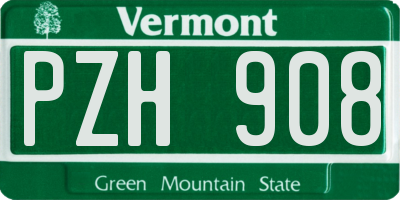VT license plate PZH908