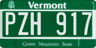 VT license plate PZH917