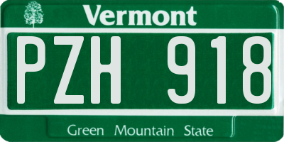 VT license plate PZH918