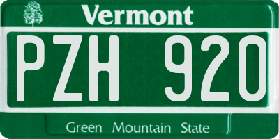 VT license plate PZH920
