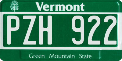 VT license plate PZH922