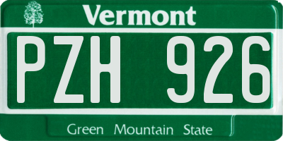 VT license plate PZH926