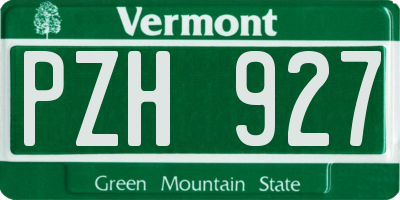 VT license plate PZH927