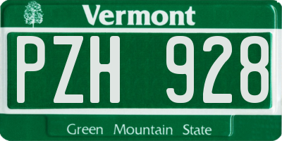 VT license plate PZH928