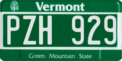 VT license plate PZH929