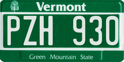 VT license plate PZH930