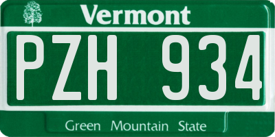 VT license plate PZH934