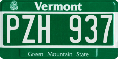 VT license plate PZH937